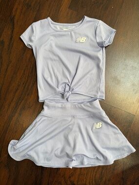 New Balance Lilac Ribbed Tee & Skort Set